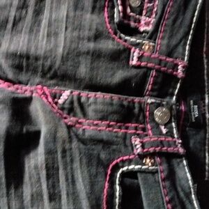 True Religion Black Jeans with Pink Stitching